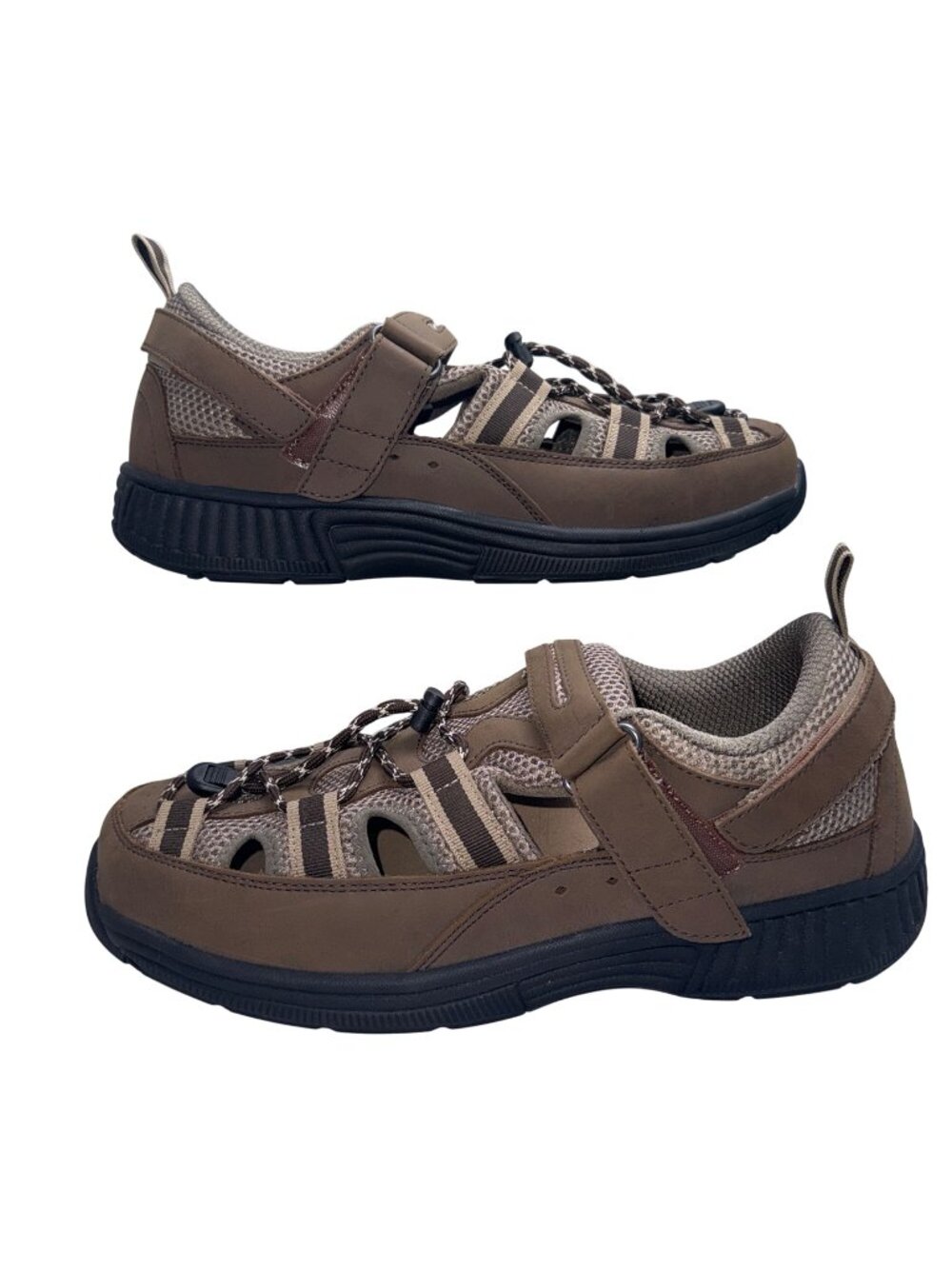 Orthofeet Outdoor Sandals Mens 11W 2E Brown Leather Orthopedic Comfort Fit